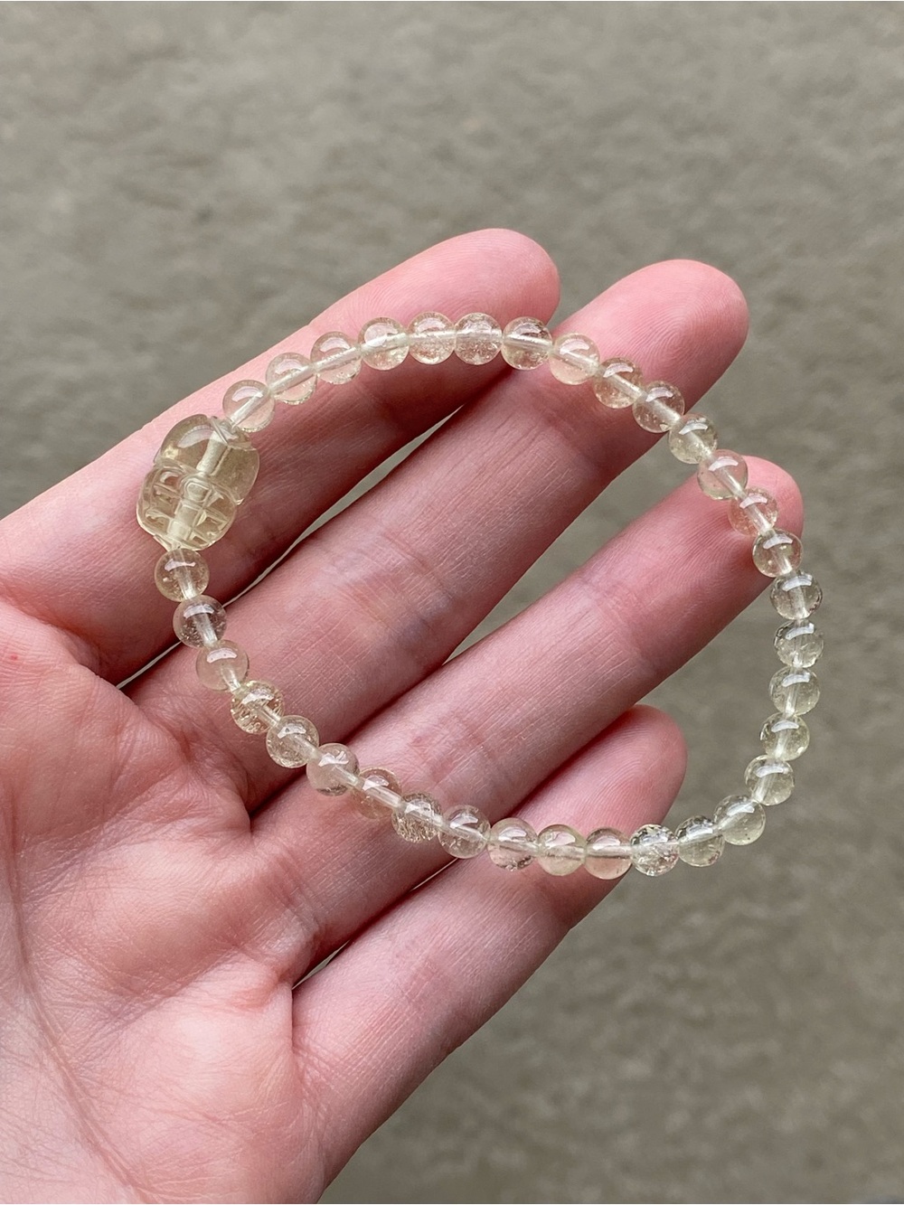 Natural Libyan Desert Glass LDG Pixiu Bracelet 5.3mm Beads 7” Wrist